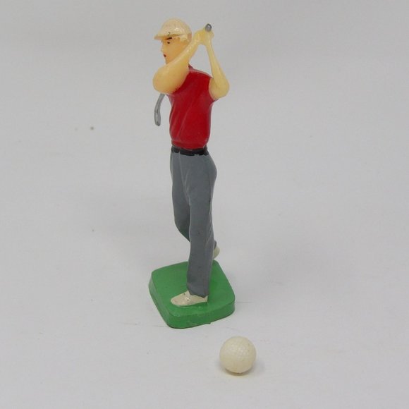 Vintage Golfer in Red Shirt & Golf Ball Cake Toppers 4" - Picture 7 of 10